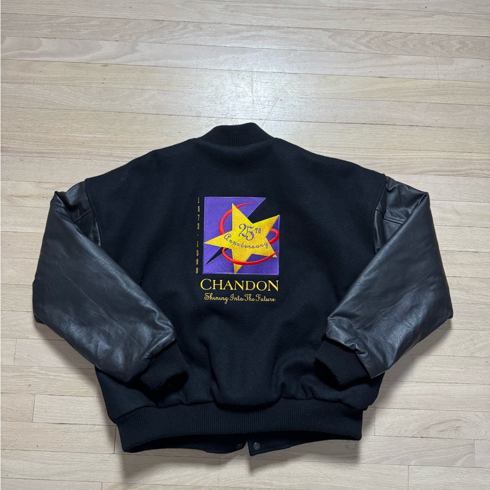 1998 Chandon Vineyards Black and purple varsity jacket Men's size large #vintage